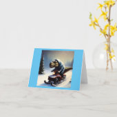 T Rex Sneeuwscooter Kaart (Gele Bloem)