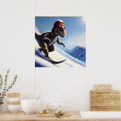 T Rex Snowboarden Poster (Keuken)