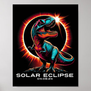 T-rex Solar Eclipse draagt singles april 8 2024 Poster