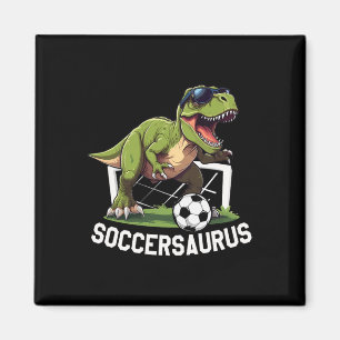 T-rex Speelt Voetbal Voetbal Dinosaur Voetbal Spel Magneet