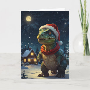 T-Rex Sterrennacht Dinosaurus Kerst Aangepaste Tek Kaart