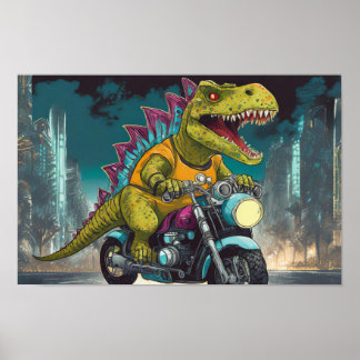 T-Rex sur roues - Affiche sur le combustible fossi