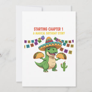 T-Rex Taco Fiesta 1e verjaardag Nieuw hoofdstuk Kaart