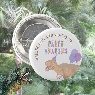 T-Rex Tan Party Asaurus Schattigee Dinosaurus Verj Ronde Button 3,2 Cm