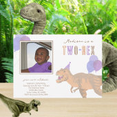 T-Rex Tan Photo Two-Rex Schattige 2e verjaardagsfe Kaart
