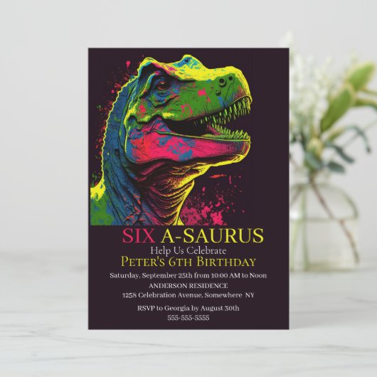 T-Rex-Tastic Dino Verjaardagsfeest! Kaart (Staand voorkant)