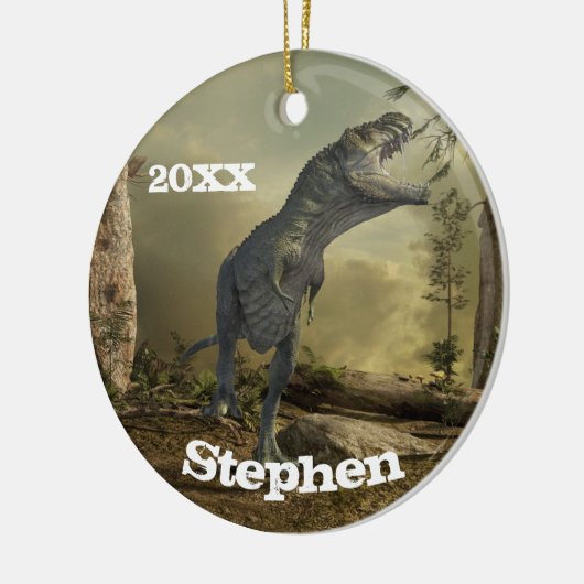 T-rex Tyrannosaurus Dinosaur Persoonlijk Keramisch Ornament (Links)