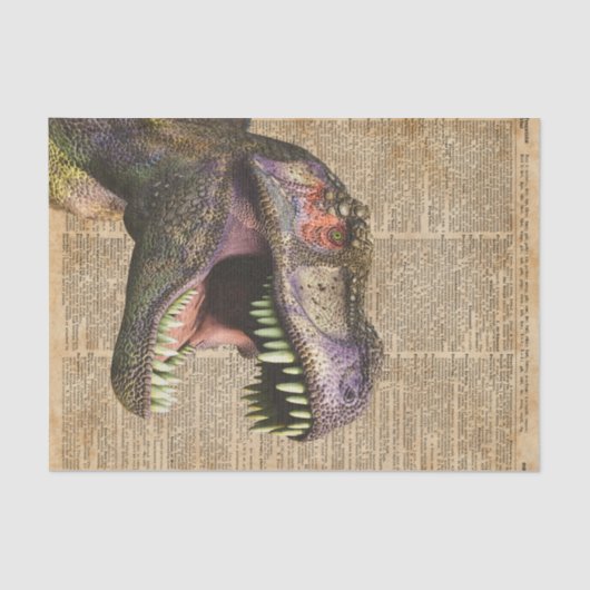 T-rex, tyrannosaurus, dinosaurus Antiek kunst Tissuepapier (Voorkant)