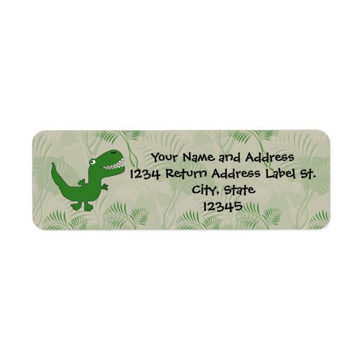 T-Rex Tyrannosaurus Rex Dinosaur Cartoon Kinder jo Etiket (Voorkant)