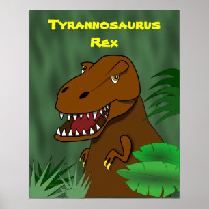 T-Rex Tyrannosaurus Rex Scary Cartoon Dinosaur Poster