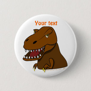 T-Rex Tyrannosaurus Rex Scary Cartoon Dinosaur Ronde Button 5,7 Cm