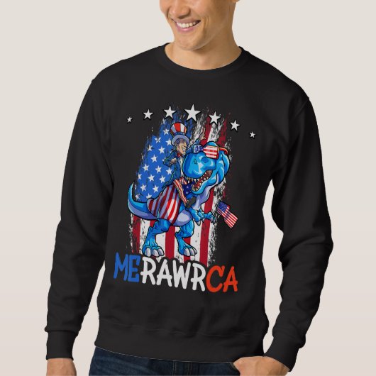 T Rex Uncle Sam 4th of July Dino Boys Mannen Ameri Trui (Voorkant)