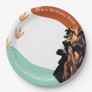 T-Rex Verjaardagsfeest, Prehistorische Feest Snack Papieren Bordje