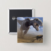 T Rex Vierkante Button 5,1 Cm (Voorkant /achterkant)