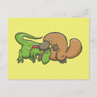 T-rex vs Platypus Briefkaart