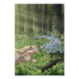 T-rex vs Spinosaurus Foto Afdruk