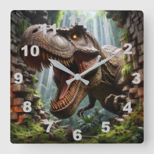 T-Rex wandklok Vierkante Klok
