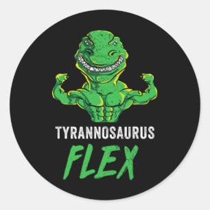 T Rex Workout Funny Dinosaur Gym Gewichtheffen Cut Ronde Sticker