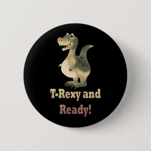 T-Rexy en Ready Dino Cartoon Ronde Button 5,7 Cm