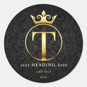 T - Ronde Sticker voor Letter-Monogram