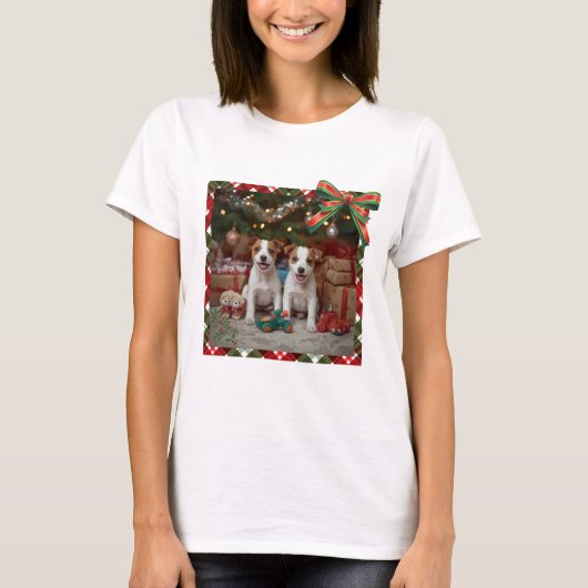 T-SHIRT かわいいジャックラッセルテリアの子犬たちとクリスマス♡ (Devant)