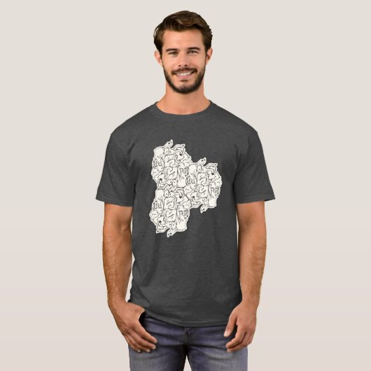 T-SHIRT ウサギ・タイルのテセレーション(AL_BW) (Devant entier)
