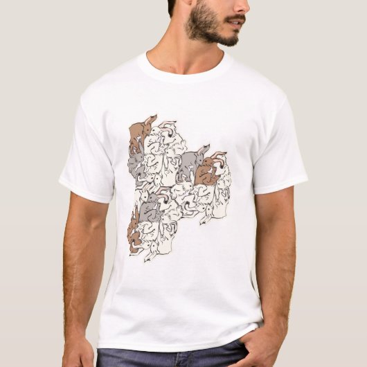 T-SHIRT ウサギ・タイルのテセレーション(WBGL_BW) (Devant)