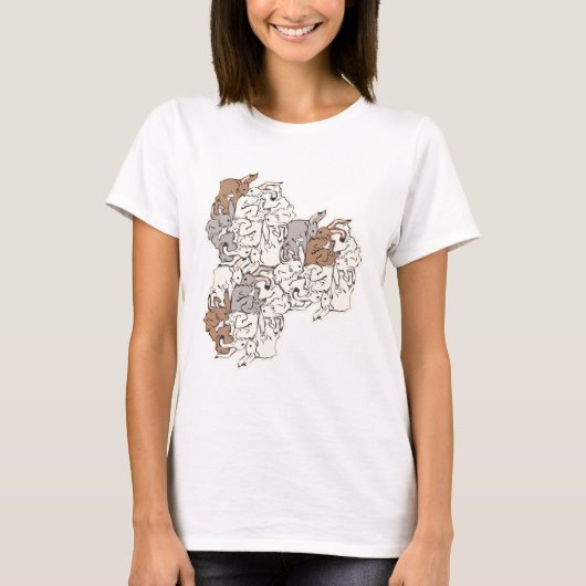 T-SHIRT ウサギ・タイルのテセレーション(WBGL_BW) (Devant)