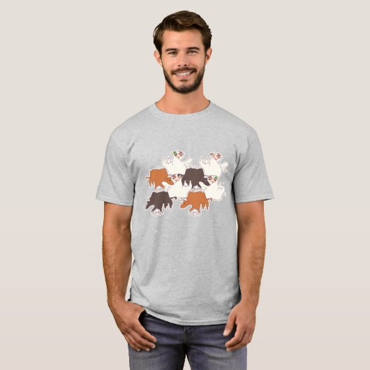 T-SHIRT ウシとマガモ・タイルのテセレーション（BBL_BW) (Devant entier)