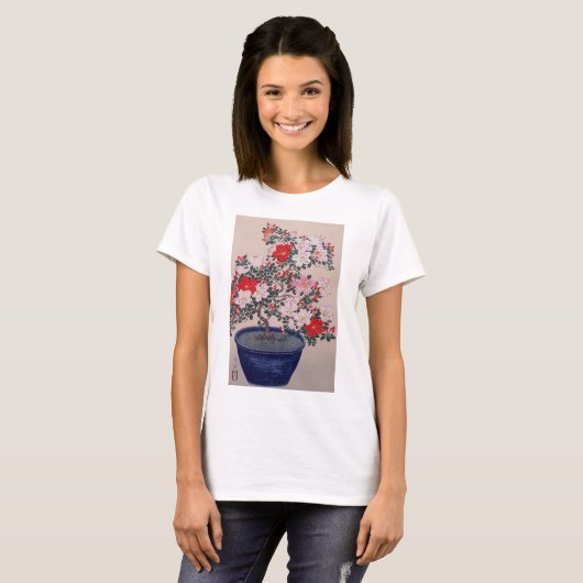T-shirt ツツジの盆栽, azalée de bonsaïs de 小原古邨, Ohara Koson, (Devant entier)