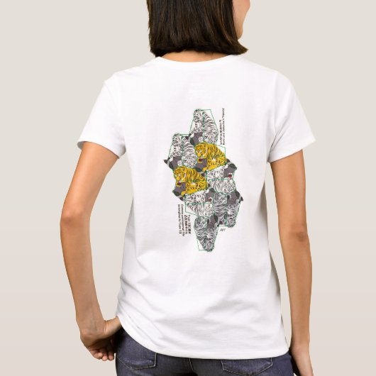 T-SHIRT トラとコウモリ・タイルのテセレーション(YWGL_BW) (Dos)