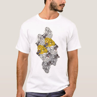T-SHIRT トラとコウモリ・タイルのテセレーション(YWGL_BW)
