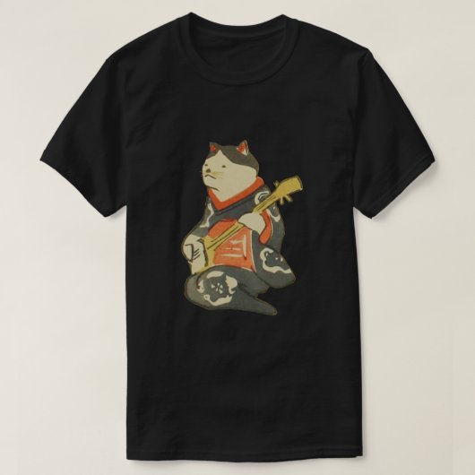 T-shirt 三味線を弾く猫, chat de 国芳 jouant la guitare, Kuniyoshi, (Design devant)