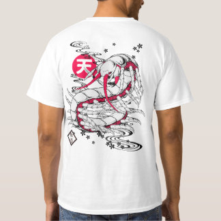 T-SHIRT 和柄 朱色の毘沙門天の使い 大ムカデ バックプリント