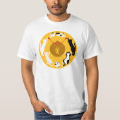 T-SHIRT 御守六猫 Tシャツ (白・黒) (Devant)