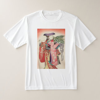T-SHIRT 日本の伝統着物生地　美しい藤娘Tシャツ