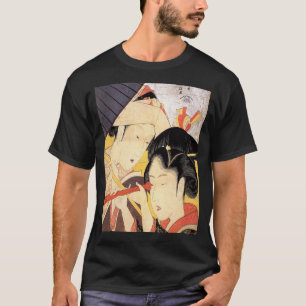T-shirt 望遠鏡を覗く女, fille de 北斎 avec le télescope, Hokusai,