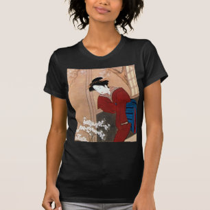 T-shirt 桜の花と女, fleurs de cerisier de 春章 et une femme,