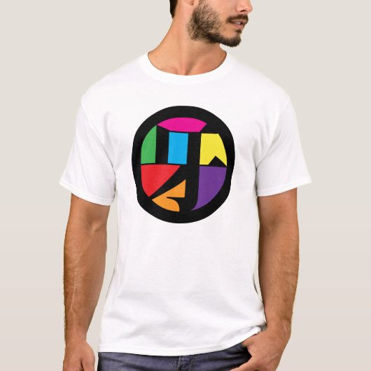 T-shirt 「牙」ステンドガラス漢字ロゴ / 家紋風デザイン / Stained glass logo (Devant)