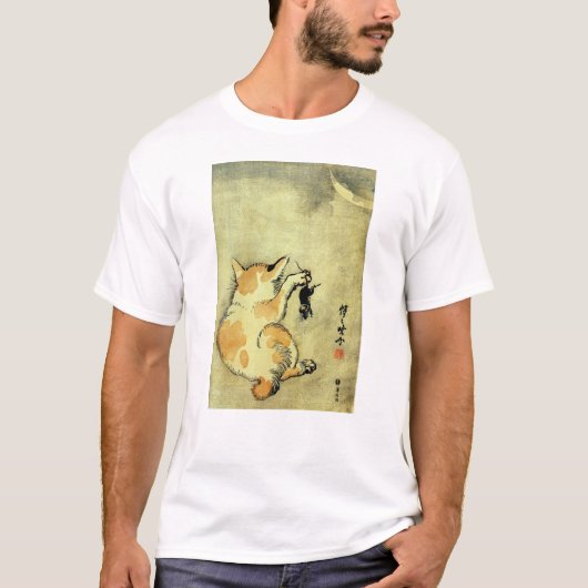 T-shirt 猫と鼠, chat de 暁斎 et souris, Kyōsai, Ukiyo-e (Devant)