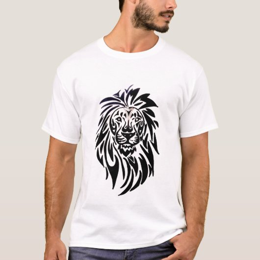 T-Shirt 001 - Lion - Zwart-wit (Voorkant)