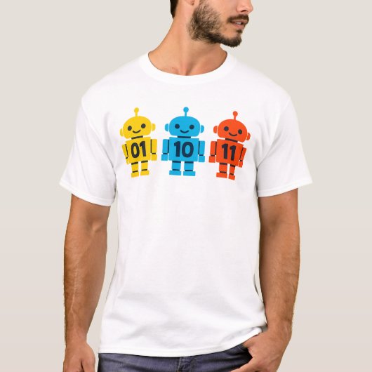 T-shirt 01 10 11 Robots Binary Code Cute Tech Design (Devant)
