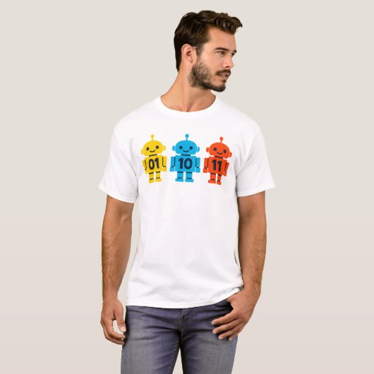 T-shirt 01 10 11 Robots Binary Code Cute Tech Design (Devant entier)