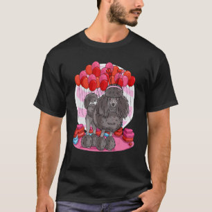 T-shirt 01 Caniche Standard Noir Cœur Saint-Valentin Chien