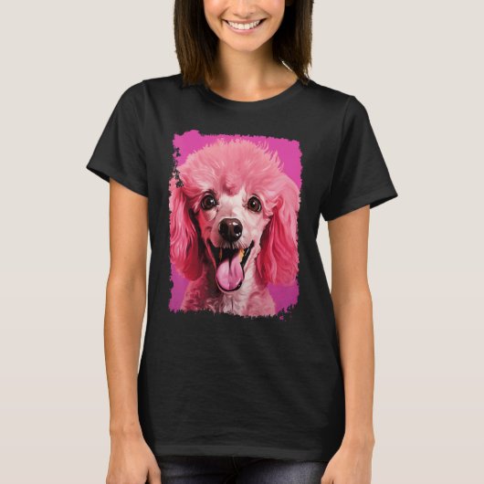 T-shirt 01 Chien Caniche Rose (Devant)