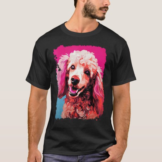 T-shirt 01 Chien Caniche Rose (Devant)