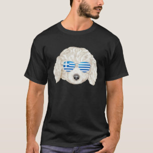 T-shirt 01 Drapeau Grec Caniche Blanc Grèce Pochette