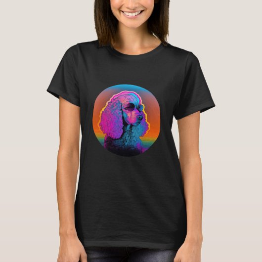 T-shirt 01 Esthétique Poodle avec Synthwave 80s (Devant)