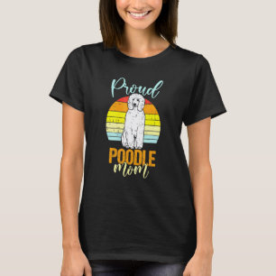T-shirt 01 Femme Fière Mère Caniche Coucher de Soleil Rétr