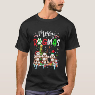 T-shirt 01 Joyeux Noël Chien Trois Santa Renne Elfe Po